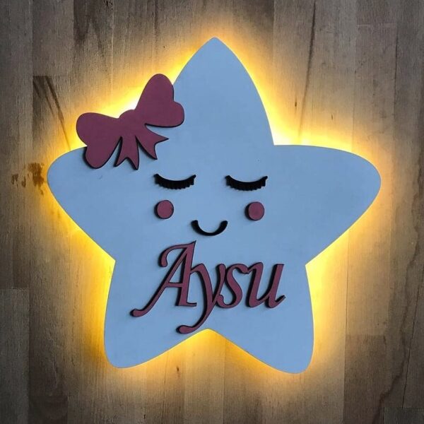 Yıldız -  LED Işıklı İsminize Özel Gece Lambası Duvar Süsü