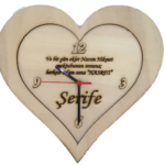 Kalp Şeklinde Ahşap Duvar Saati